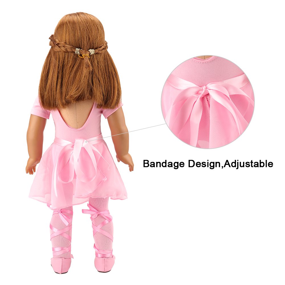 BARWA ballet shoes for 18-inch dolls, easy to slip on.