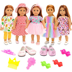 BARWA 18-inch doll clothes set with dresses — easy dress-up and imaginative play.