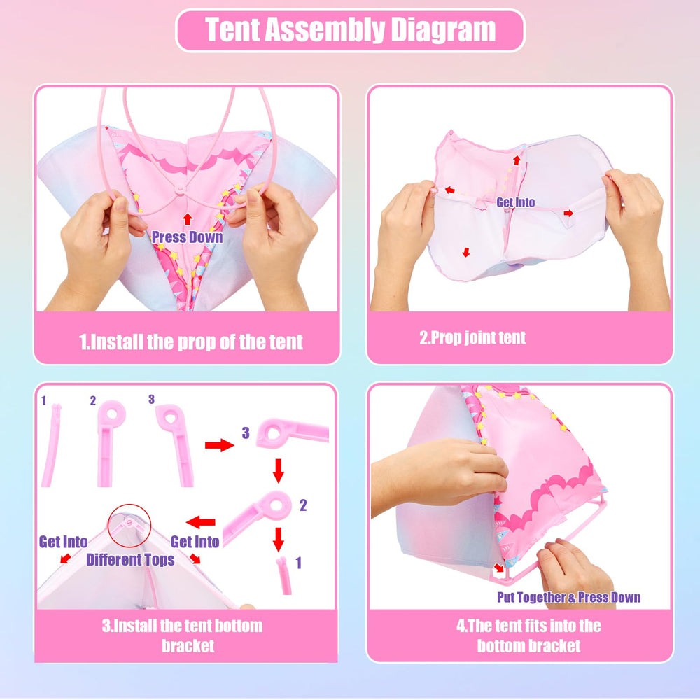 BARWA campsite doll tent and placemat setup for cozy playtime scenes.