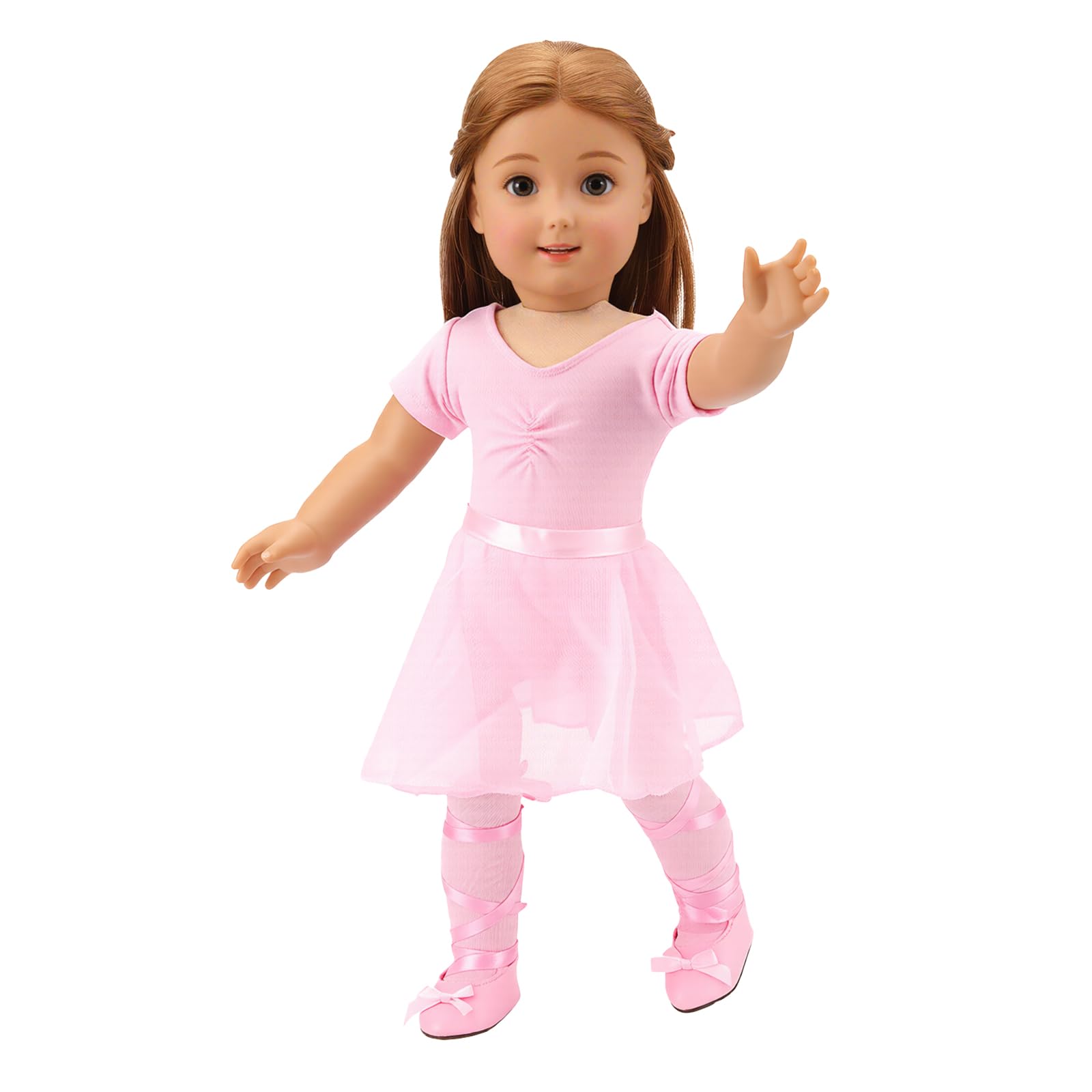 BARWA 4-piece ballet set for 18-inch dolls, versatile dressing-up options.
