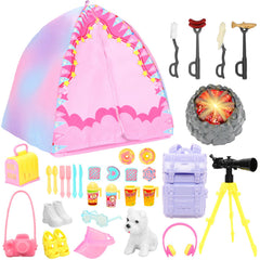 BARWA doll camping kit with telescope and chair enables interactive outdoor pretend play.