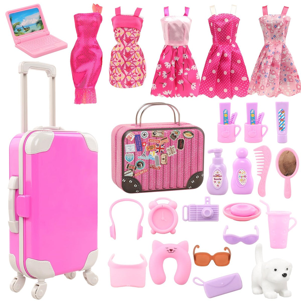 BARWA doll travel luggage and suitcase for 11.5-inch dolls, ideal for pretend trips.