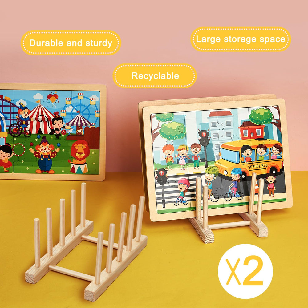 Barydat wooden puzzle rack closeup reveals natural grain and smooth finish.