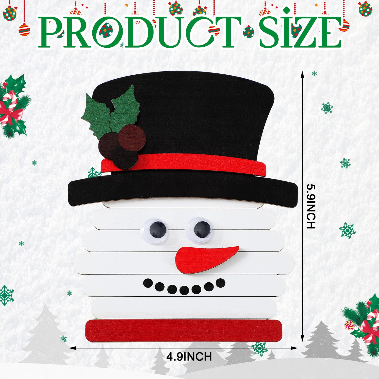 Barydat wooden snowman ornament materials, durable kit essentials for crafting