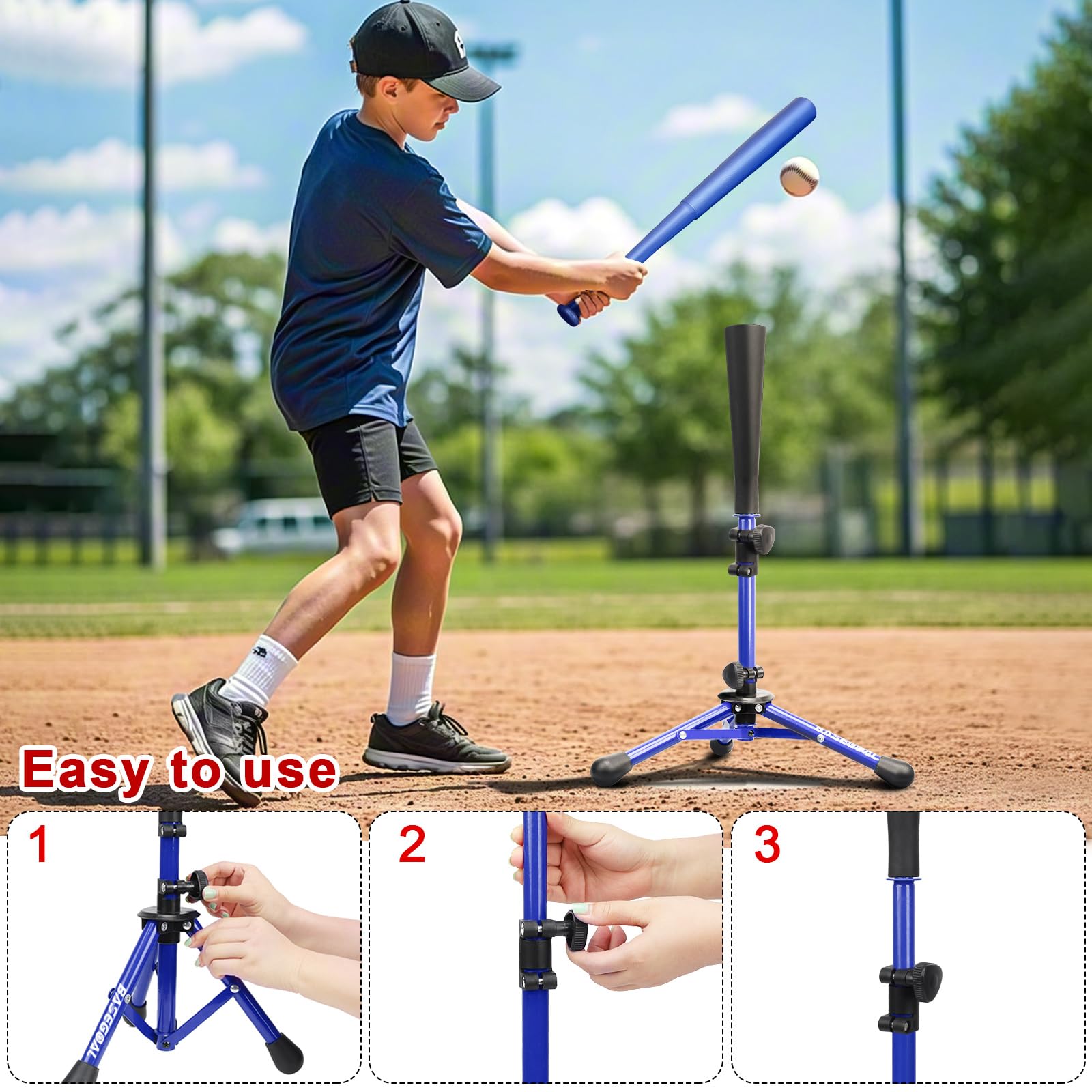 Sandbag stabilization keeps the tee secure during energetic swings.