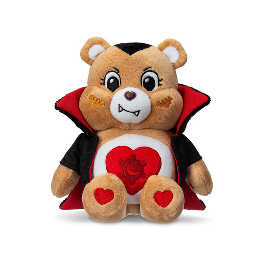 Basic Fun Care Bears Tenderheart Dracula plush, close-up face with playful fangs