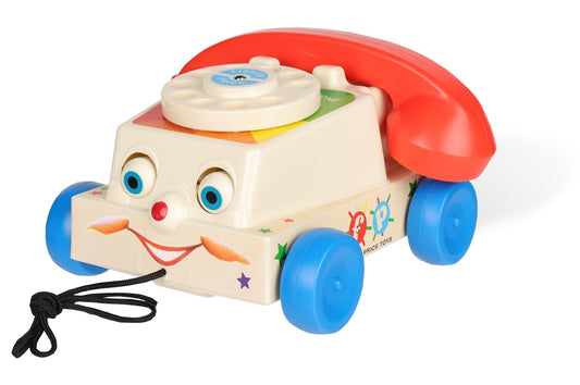 Close-up of chattering mouth and ringing dial on the Chatter Phone