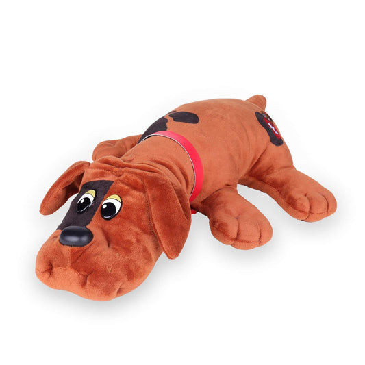 Basic Fun Pound Puppies 17-inch red plush with black spots, ideal for hugs and imaginative play.