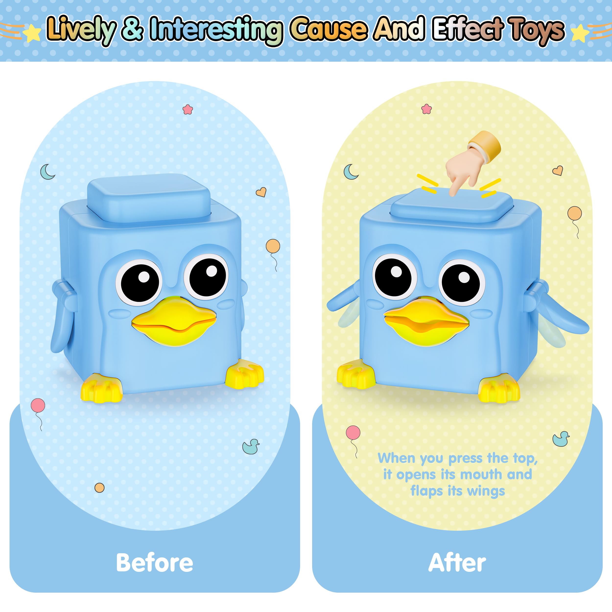 BASUN animal-stack duck push invites curious exploration and hand-eye coordination