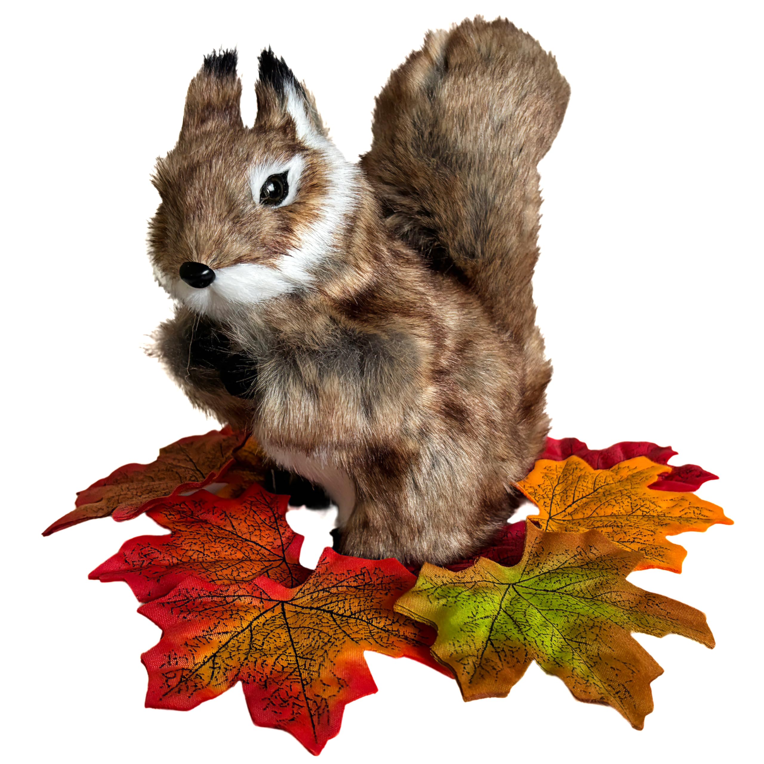 Basuo-9Q realistic squirrel figurine with lifelike fur on display shelf