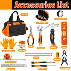 Basytodio 27-piece orange kids tool set with pliers promotes hands-on learning and creativity.