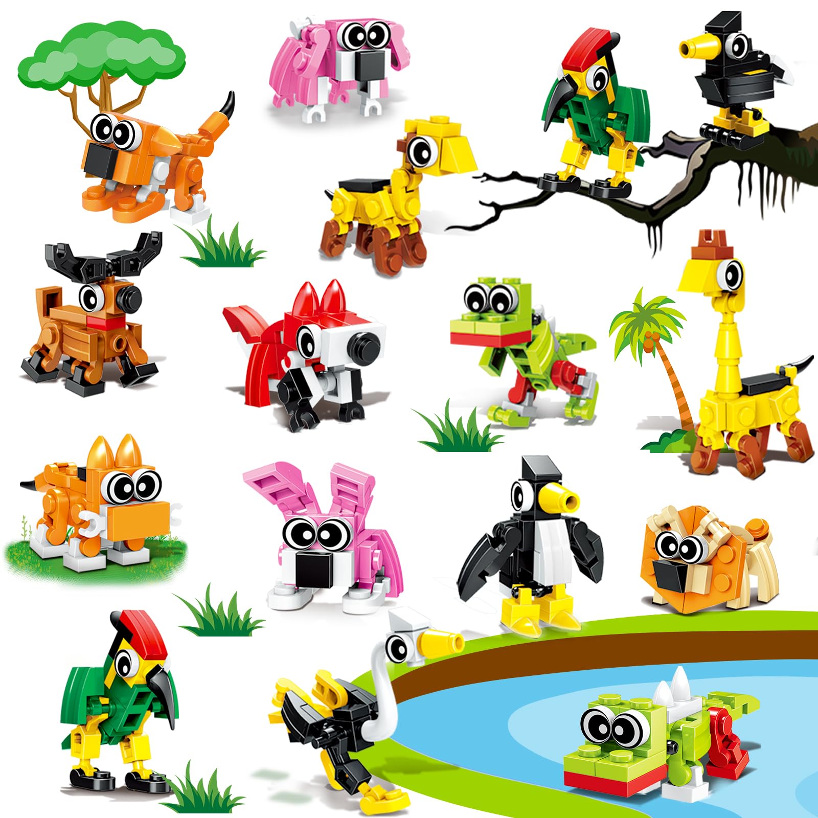 Basytodio animal mini building blocks—colorful animal shapes for party favors and creative play.