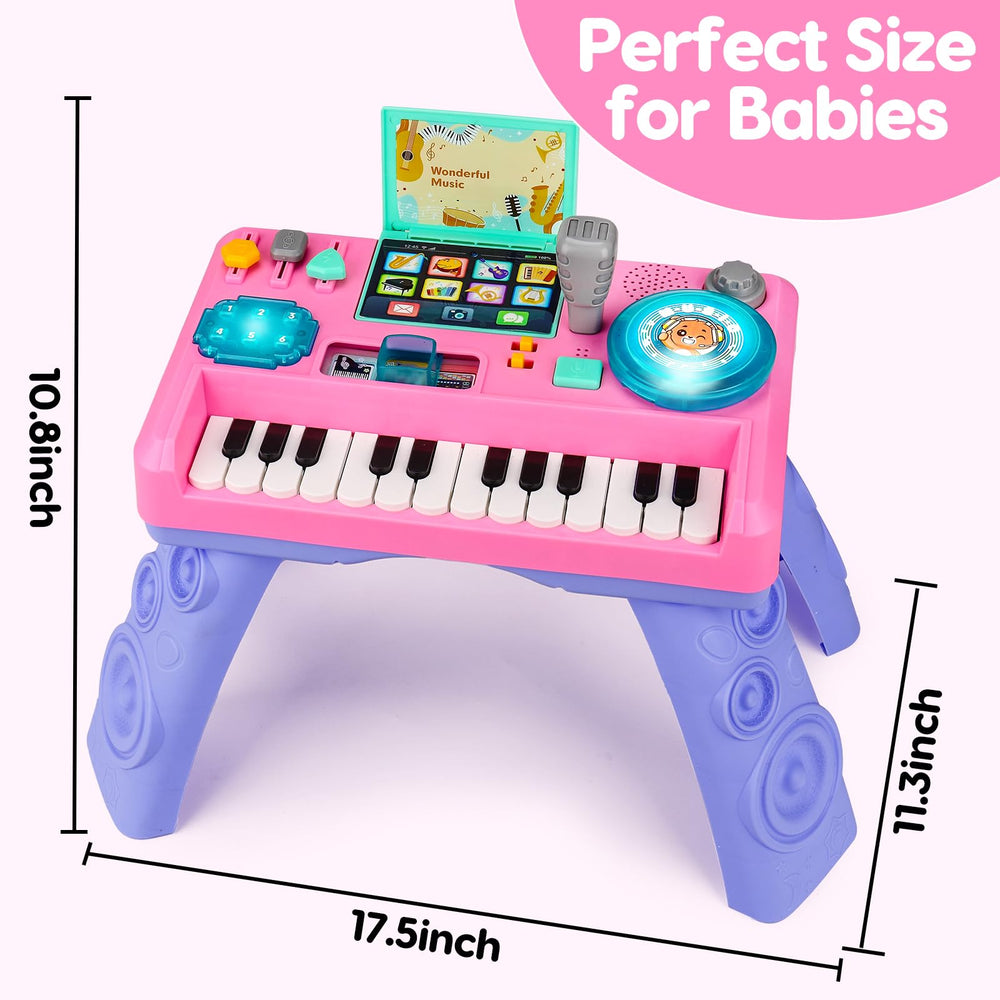 Basytodio Baby DJ Table piano keys invite music making and fine motor practice.