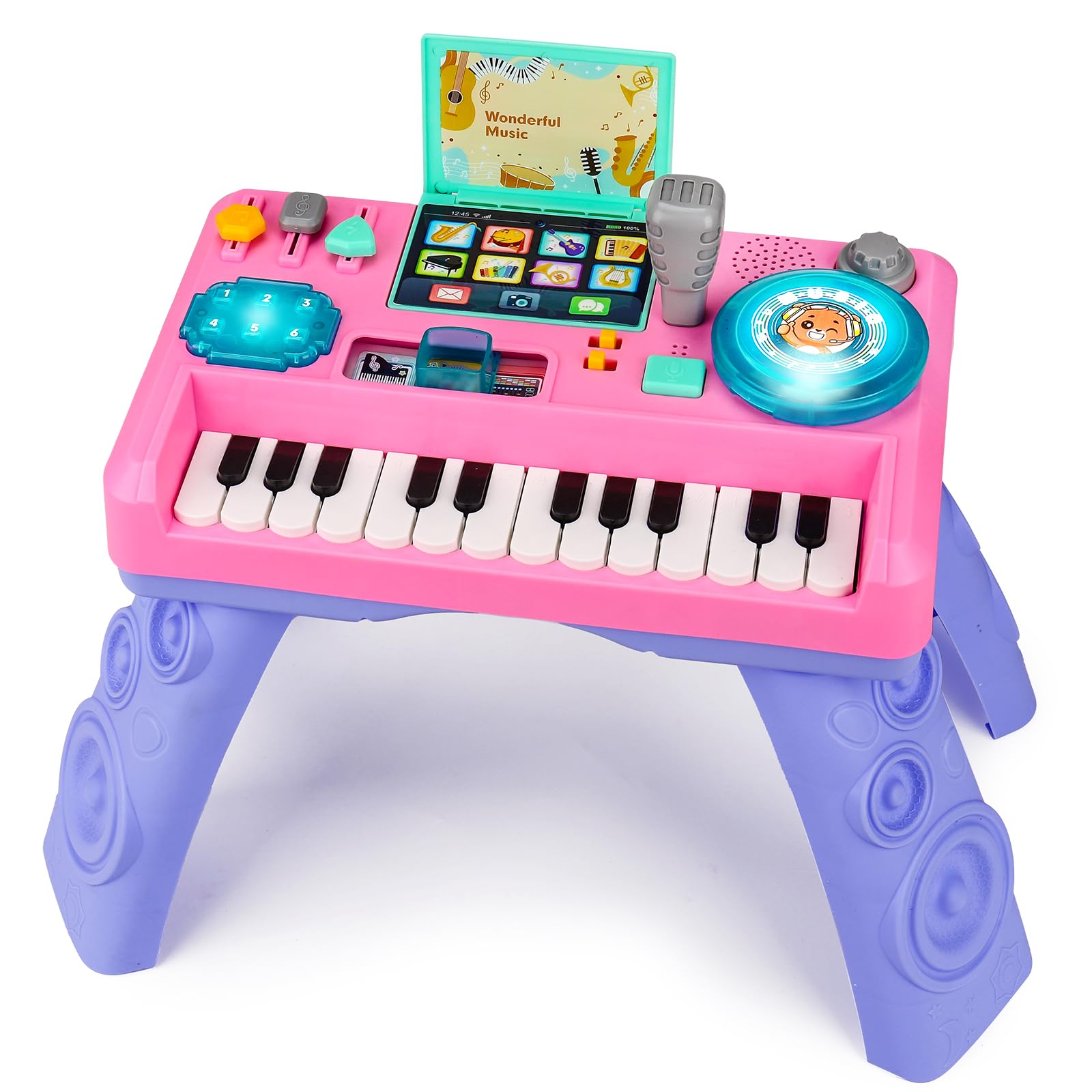 Basytodio Baby DJ Table turntable light engages visual exploration for toddlers.