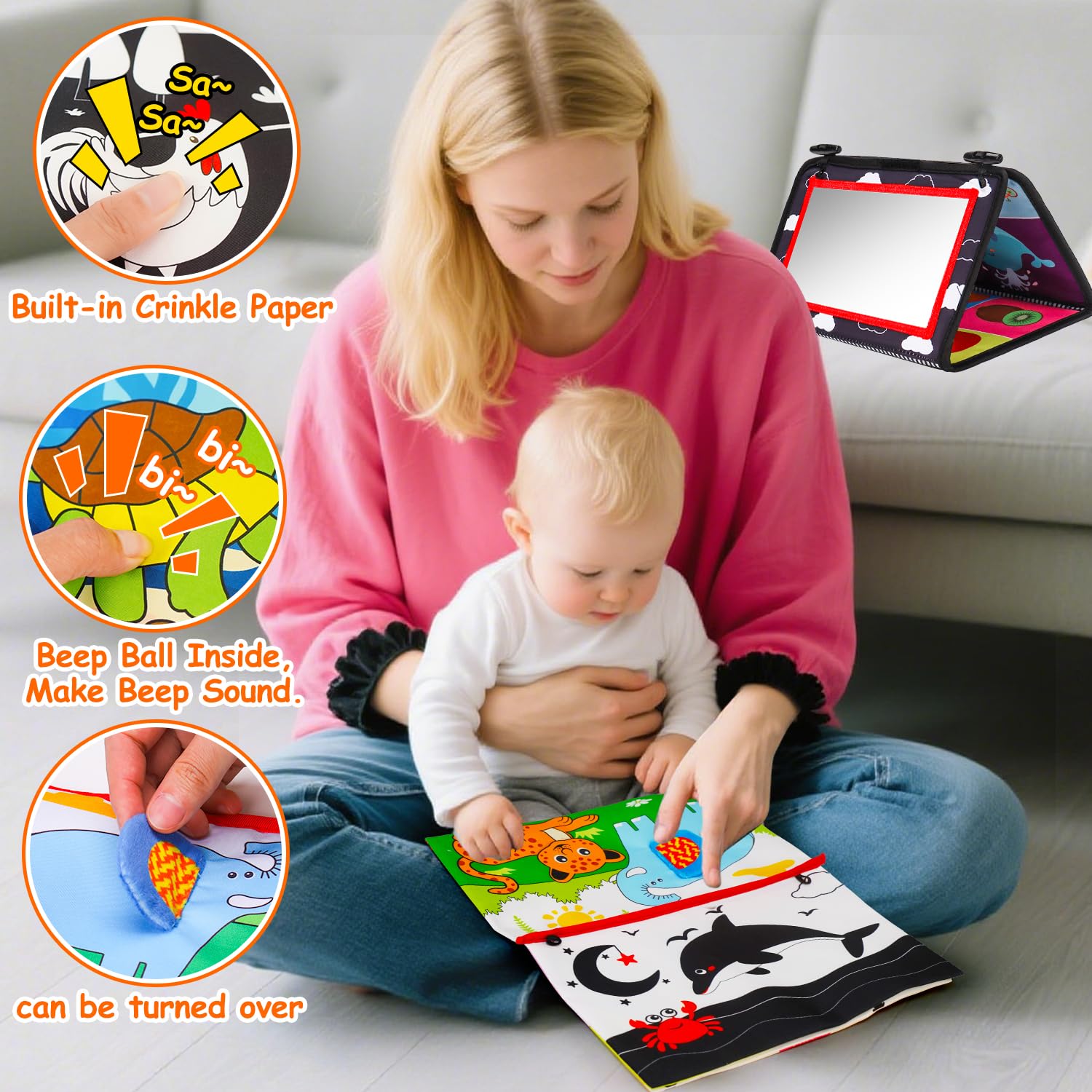 Basytodio high-contrast black and white design supports early visual tracking