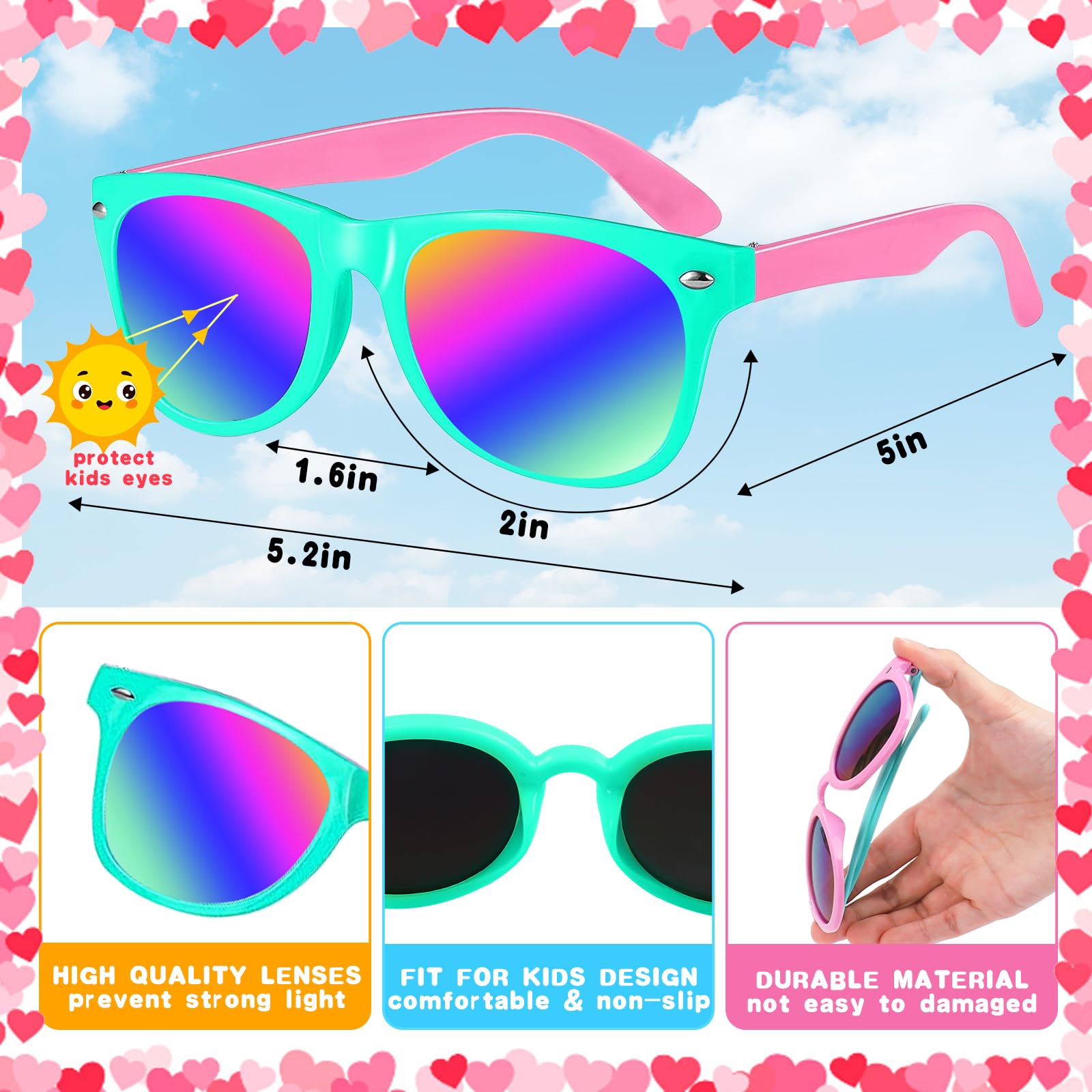 Basytodio kids sunglasses neon orange for vivid party styling and sun protection