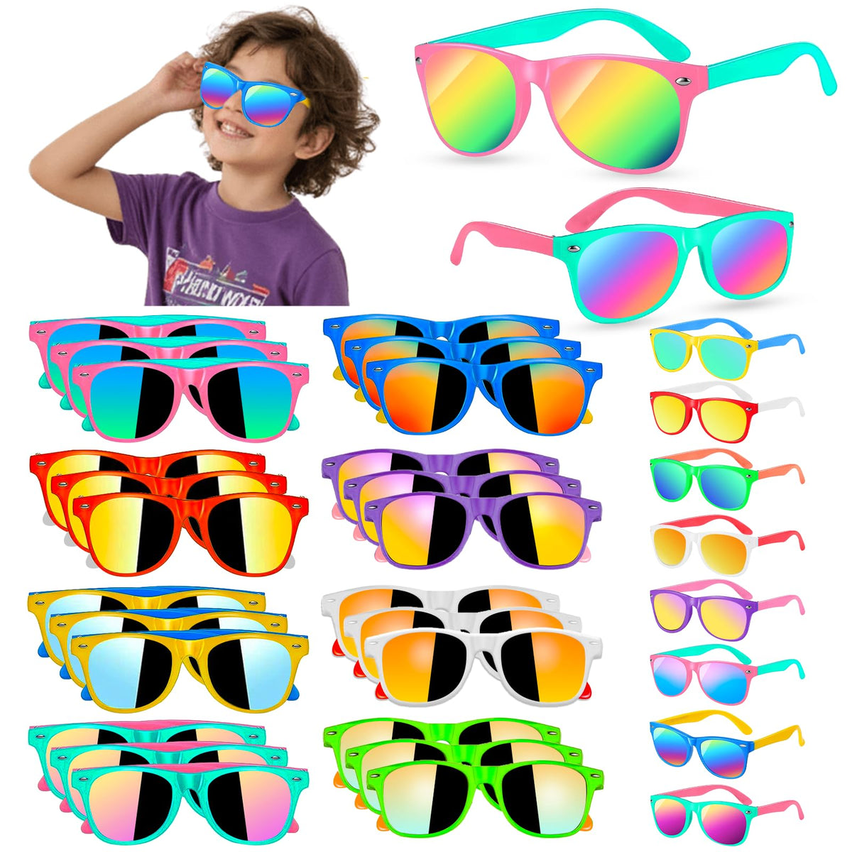 Basytodio kids sunglasses neon pink for sunny days and party favors