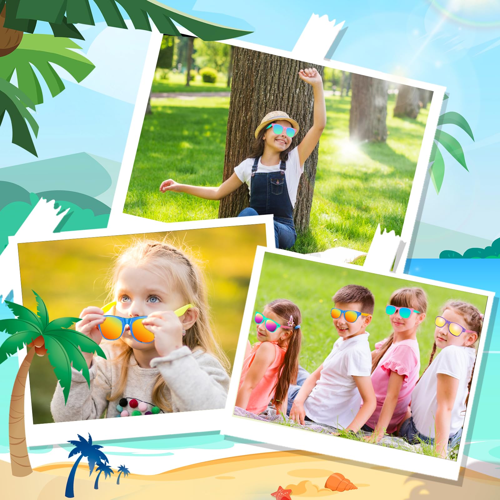 Basytodio kids sunglasses neon white for versatile outfits and sun safety
