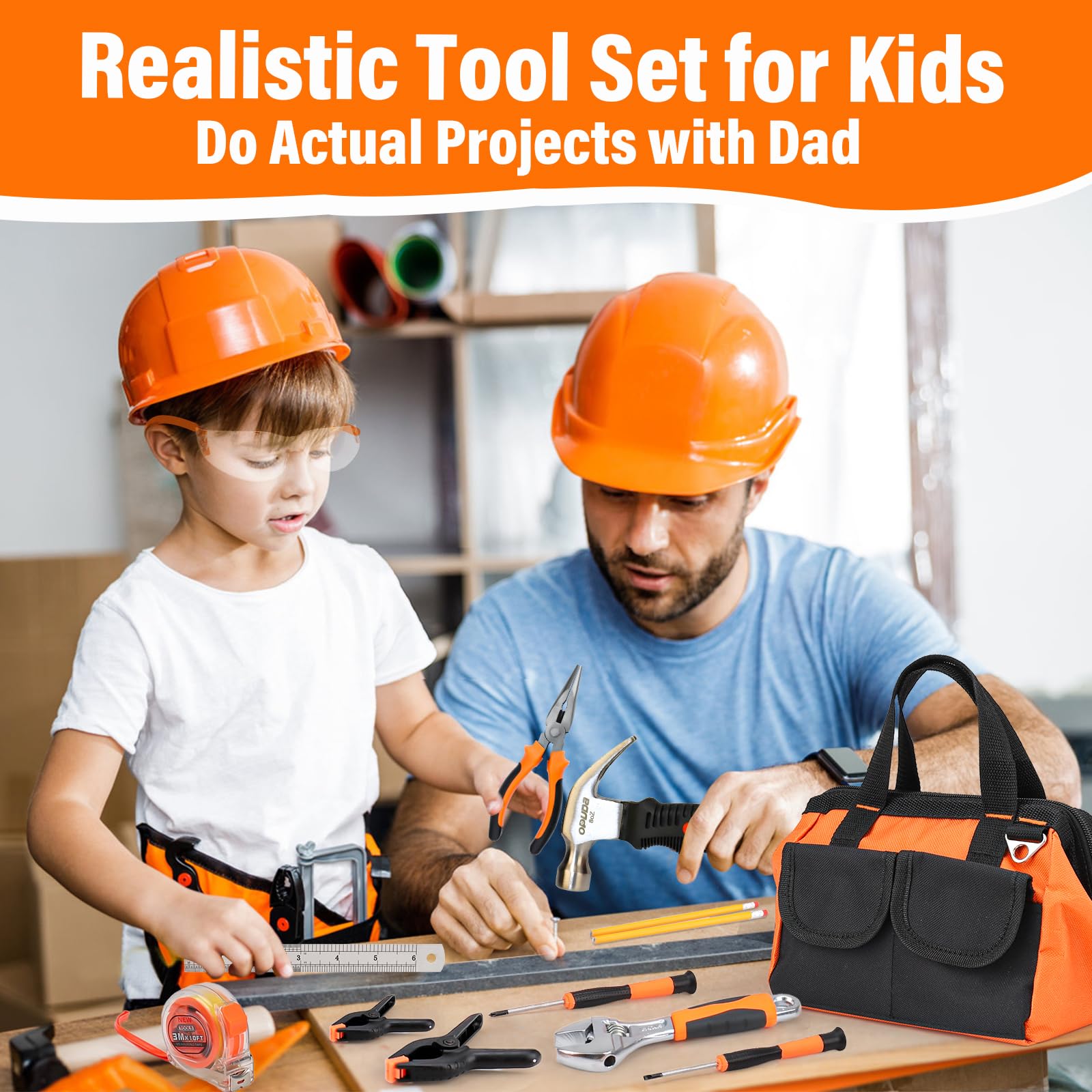 Basytodio real tools kit hammer helps kids tackle simple home projects.
