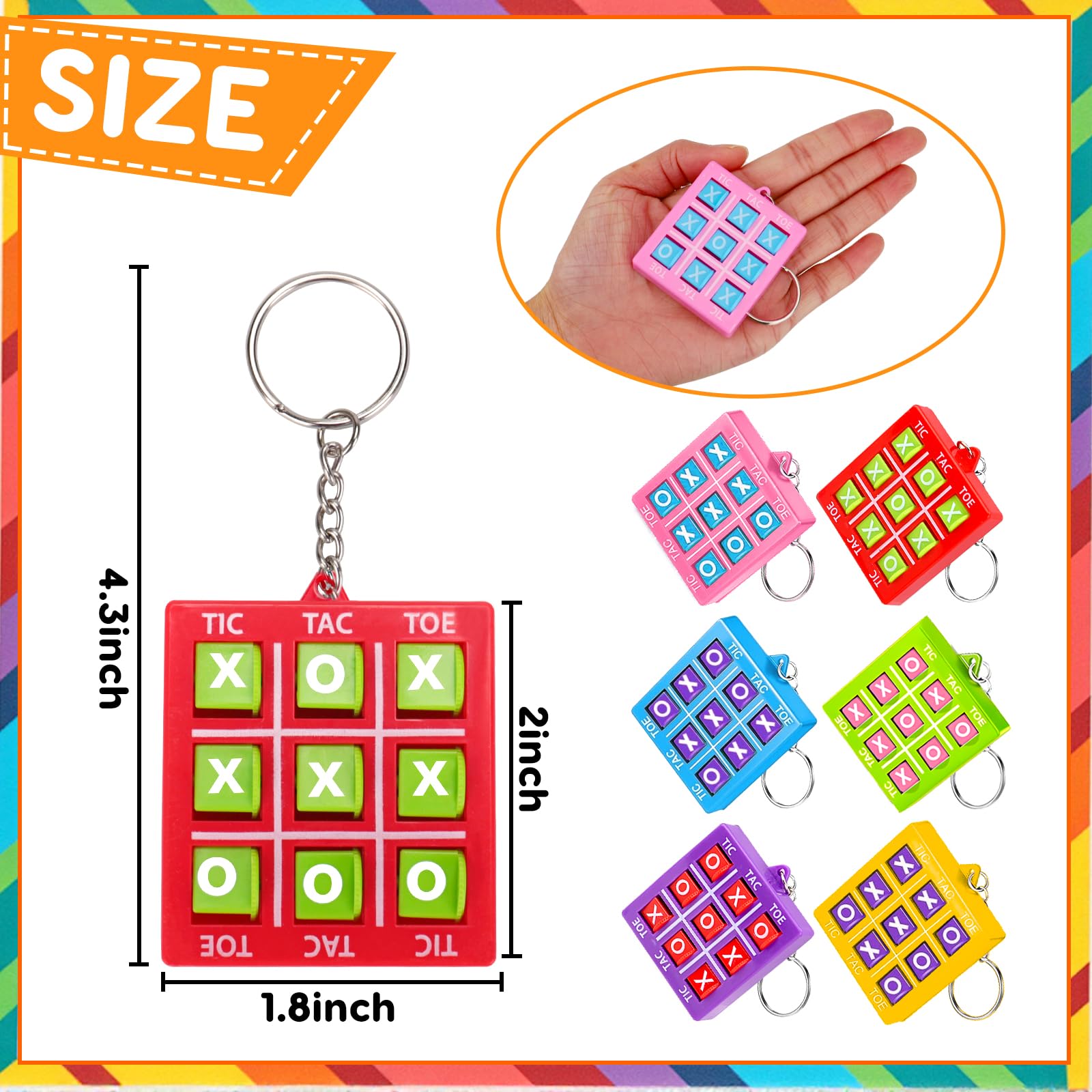Basytodio tic tac toe keychain bundle fits classroom treasure boxes and stocking stuffers