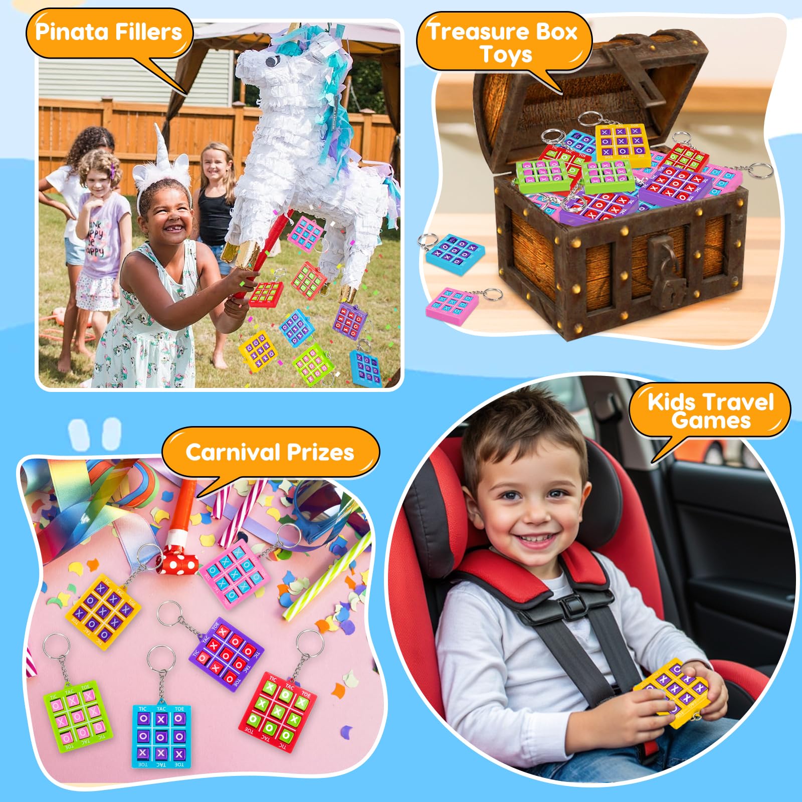 Basytodio tic tac toe keychain lightweight and travel-friendly for kids on trips