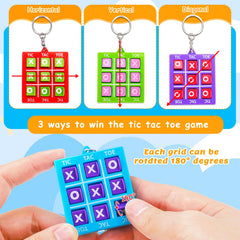 Basytodio tic tac toe keychain durable plastic with metal chain for long-lasting use