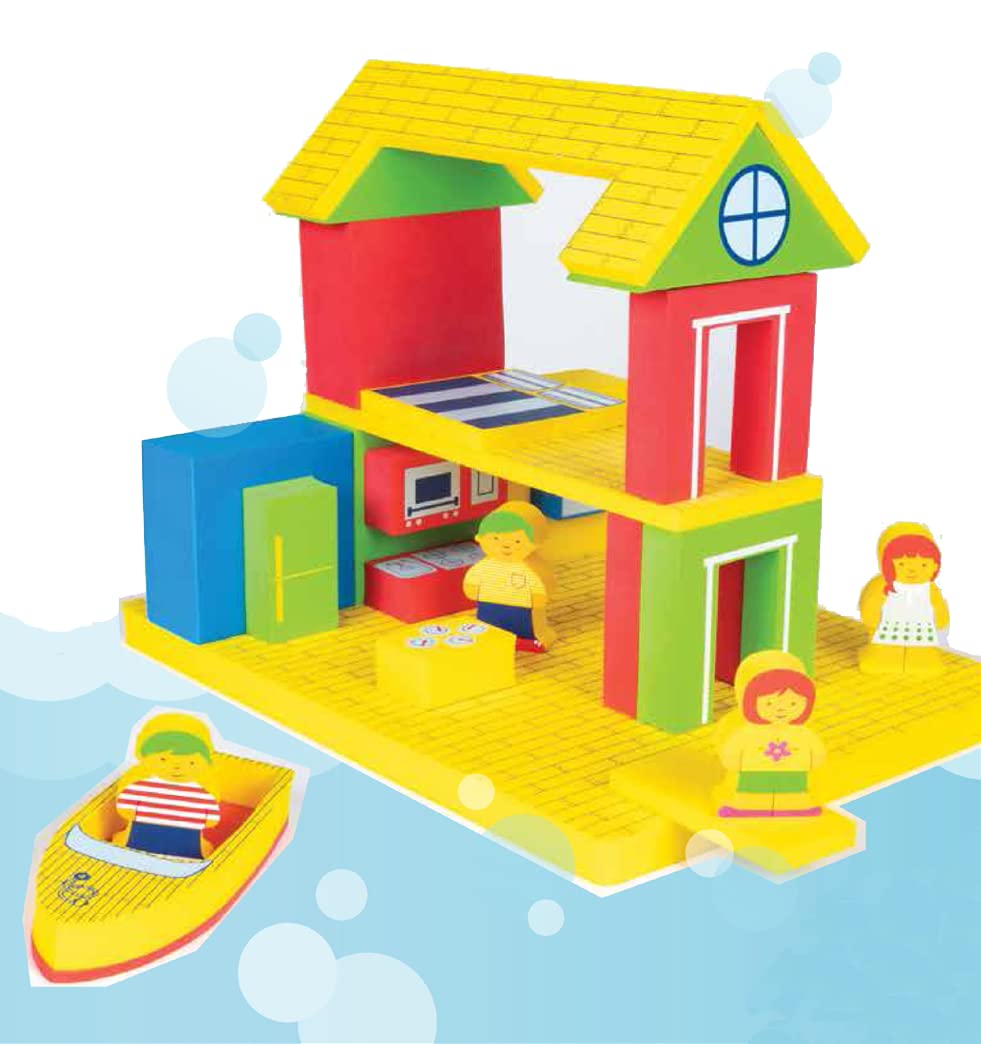 BathBlocks Floating Adventure House in the bath promotes imaginative, hands-on learning.