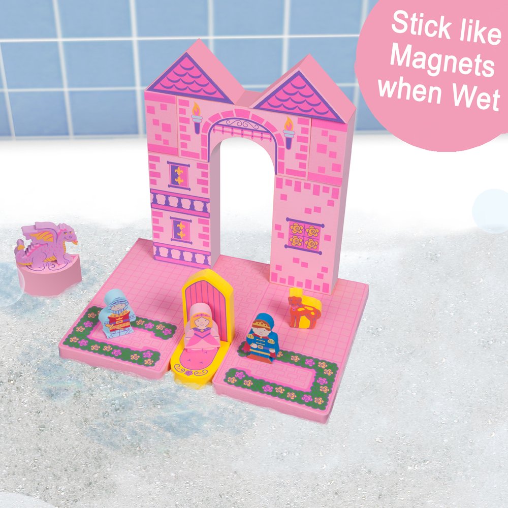 BathBlocks prince figure bath toy supports storytelling during bath time.