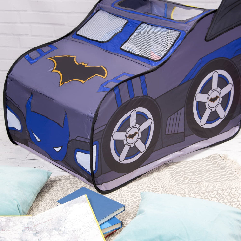 Batman Batmobile Pop-Up Tent quick-assembly setup in minutes.
