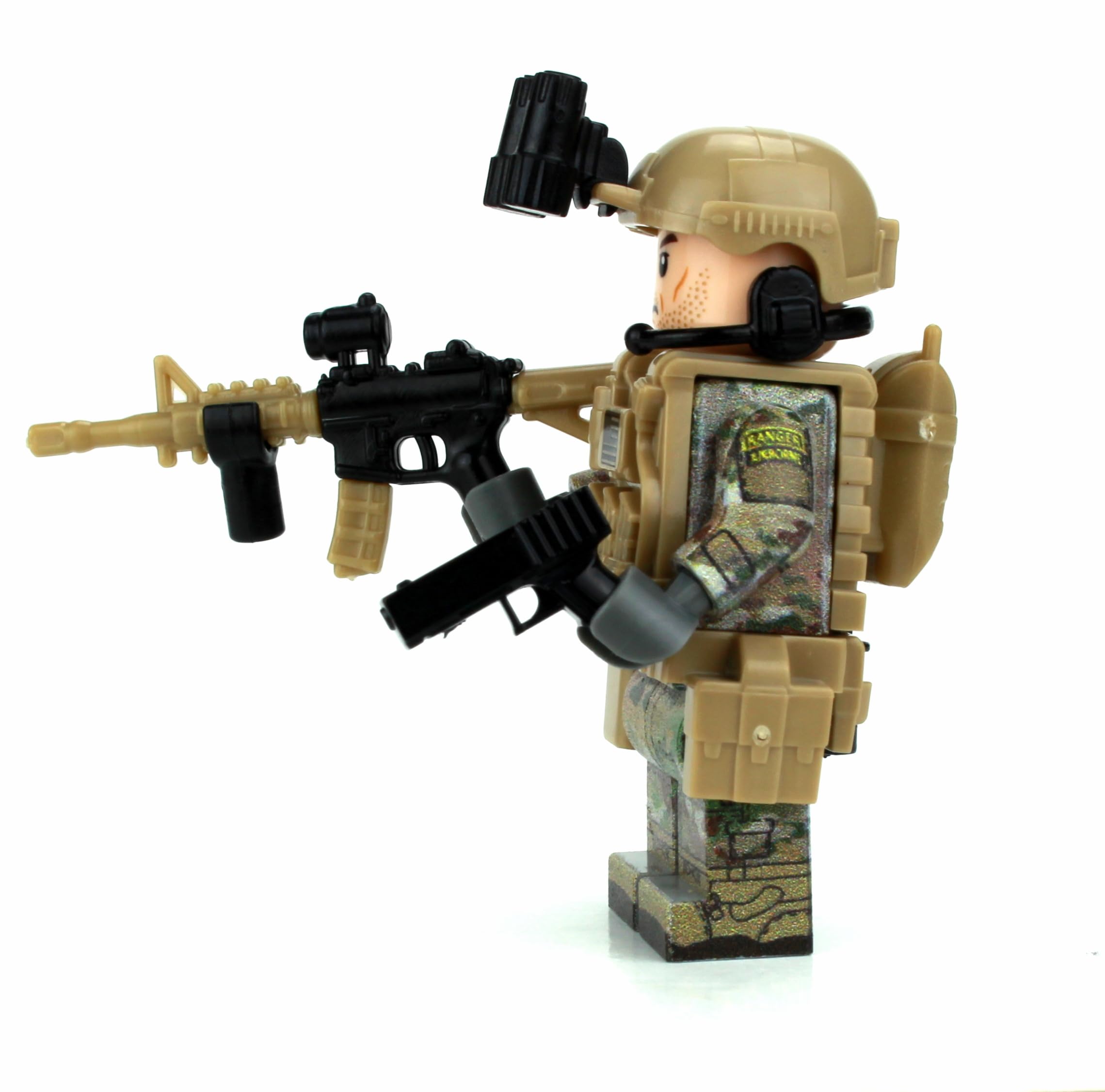 Battle Brick custom tactical vest adds authentic military detail to display.