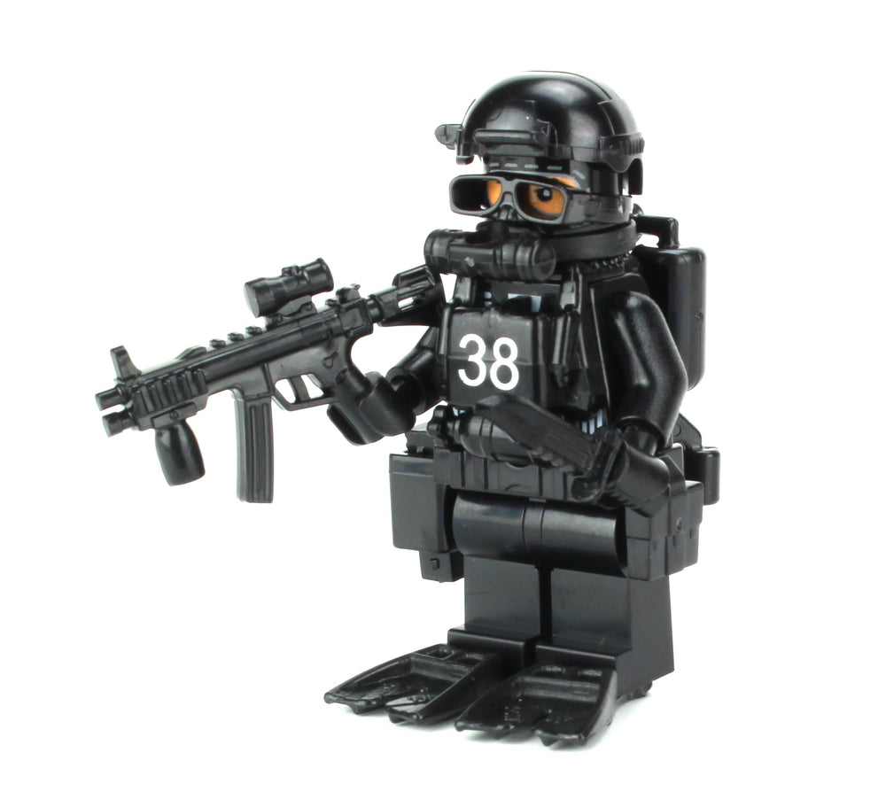 Battle Brick Navy Seal Diver front view for display and collection.