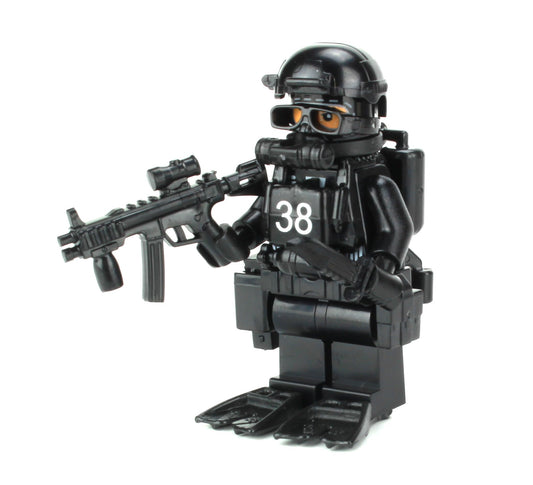Battle Brick Navy Seal Diver front view for display and collection.