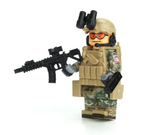 Battle Brick OC P-82nd airborne camouflage minifigure shown in full detail for display