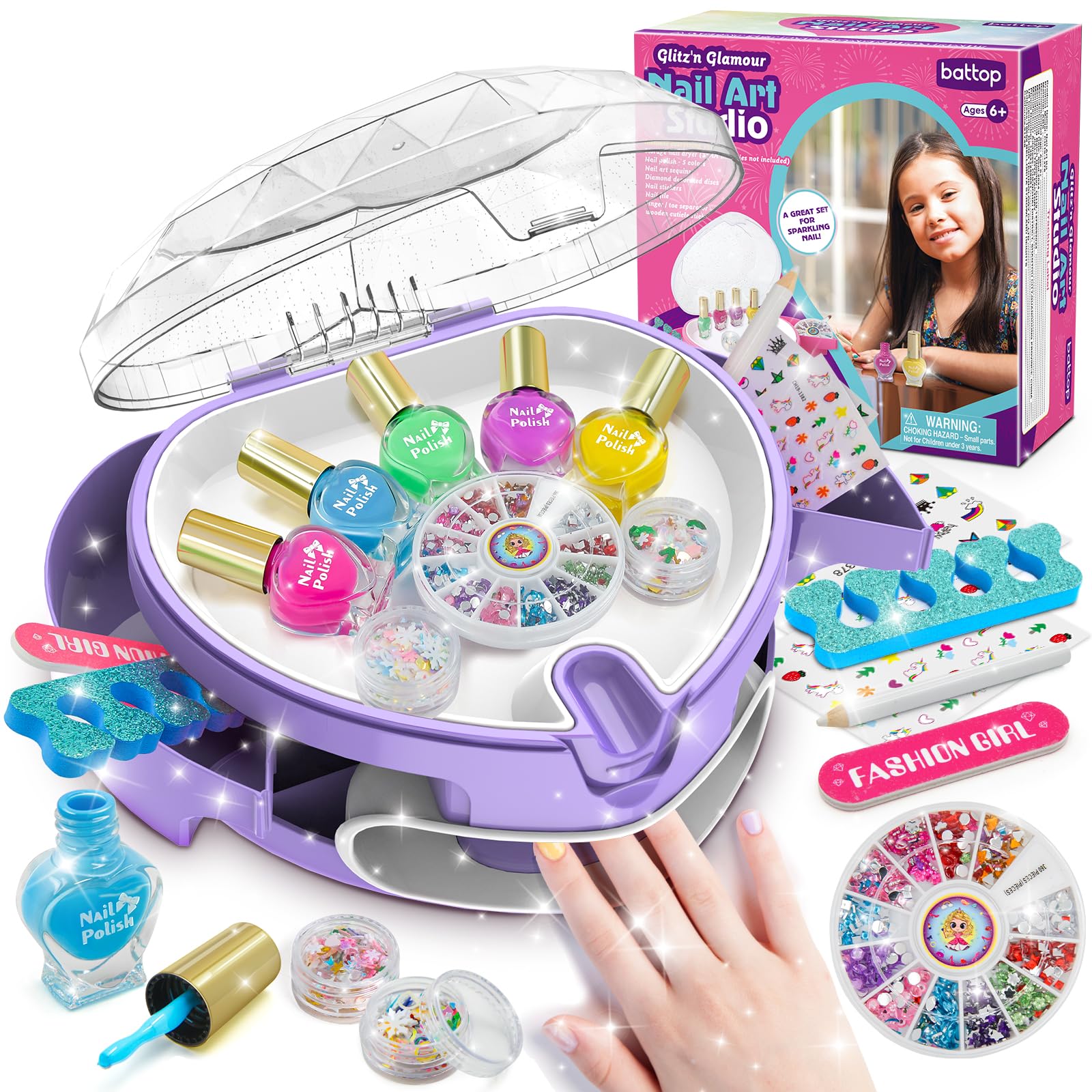 BATTOP dress-up nail art kit packaging shows a complete set