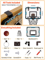 Compact BATURU hoop fits most doors and small spaces for indoor fun