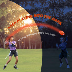 Baturu glow-dark football side view showing bright LEDs for nighttime play