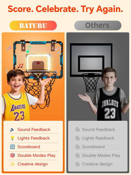 LED scoreboard and lights from BATURU enhance each basket for home play