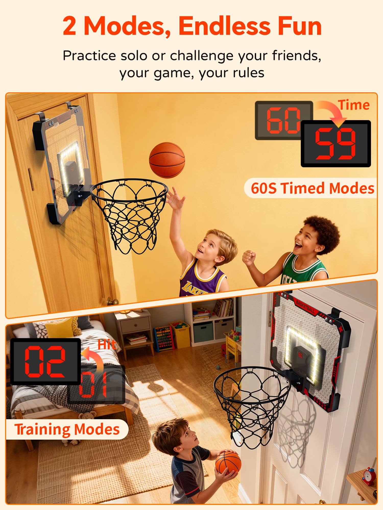 BATURU LED scoreboard and cheering sounds enhance indoor practice sessions.