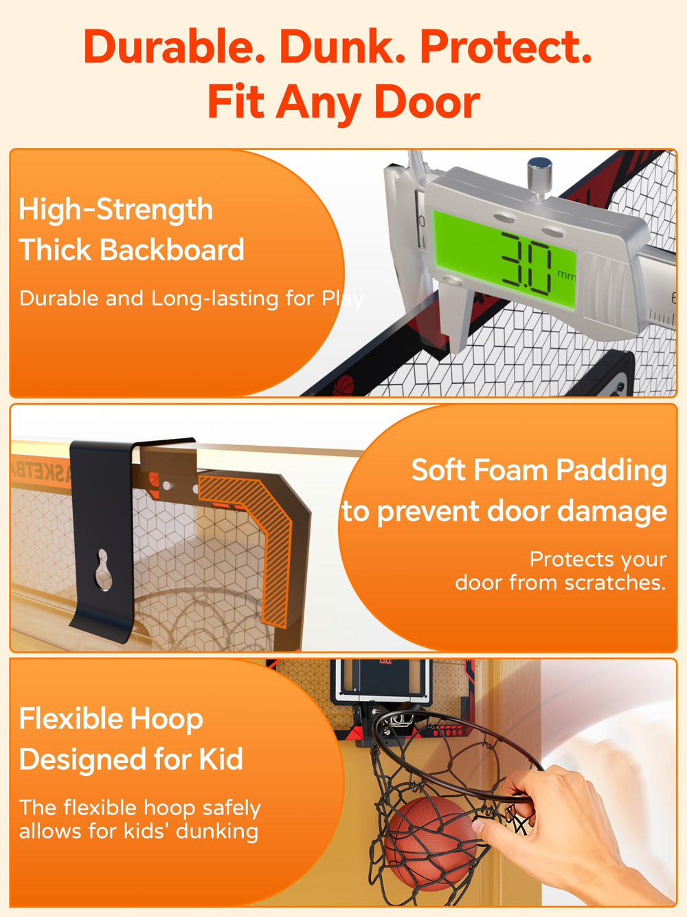 BATURU over-door hardware enables quick, drill-free installation.