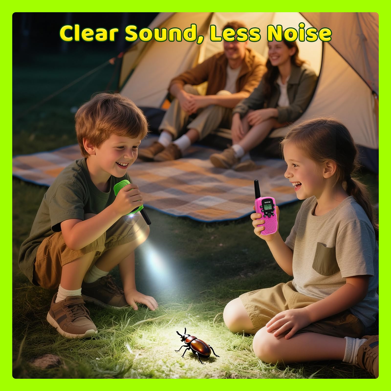 BATURU walkie talkie with noise-filtering for clear conversations in noisy environments.