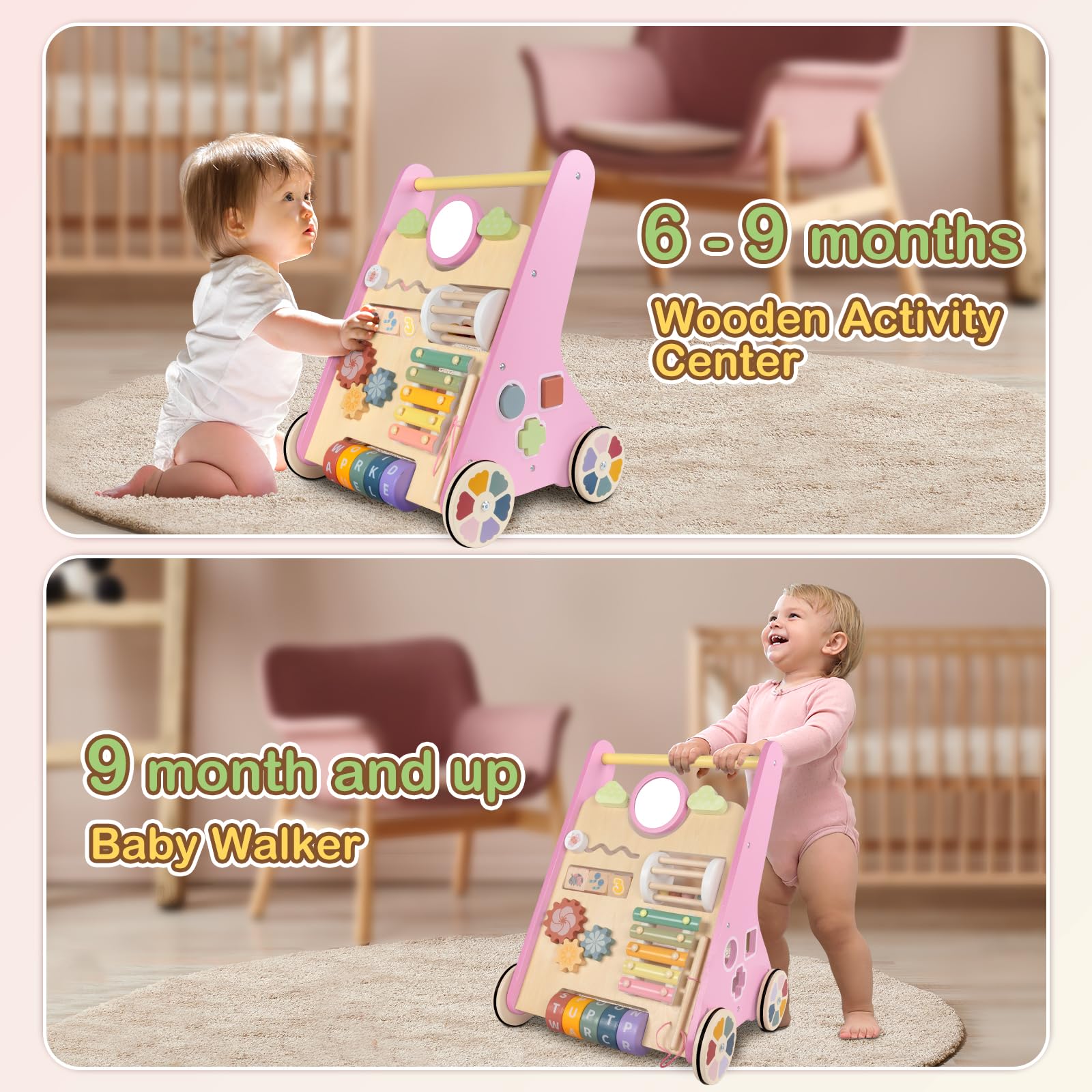 Bautia walker wheels keep movement quiet and floors protected