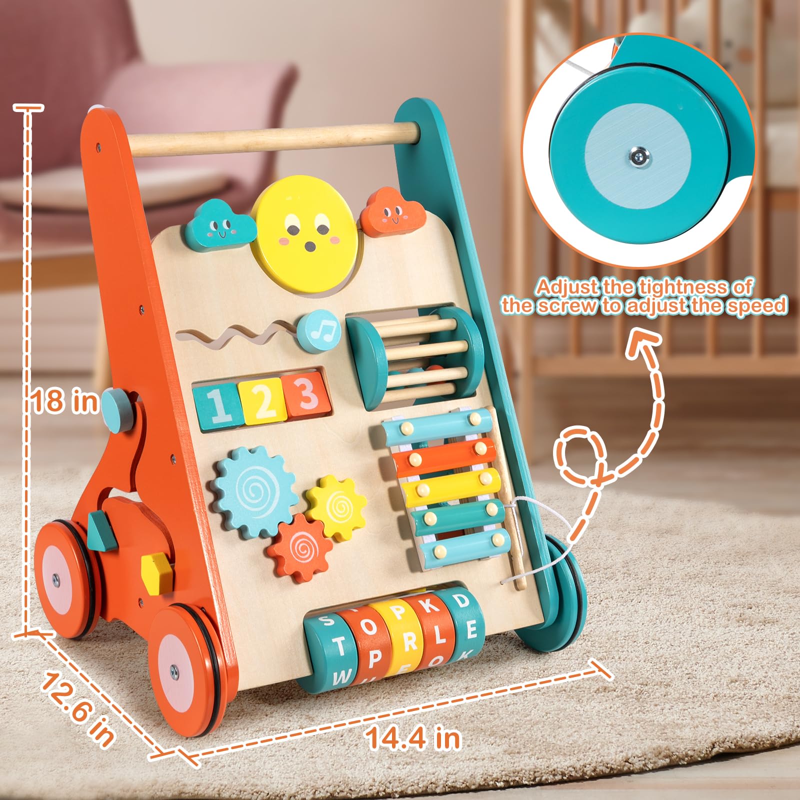 Bautia wooden walker supports first steps safely