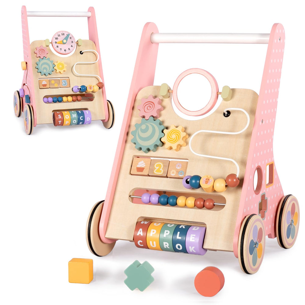 BAUTIA wooden walker panel engaging babies with colors and learning elements