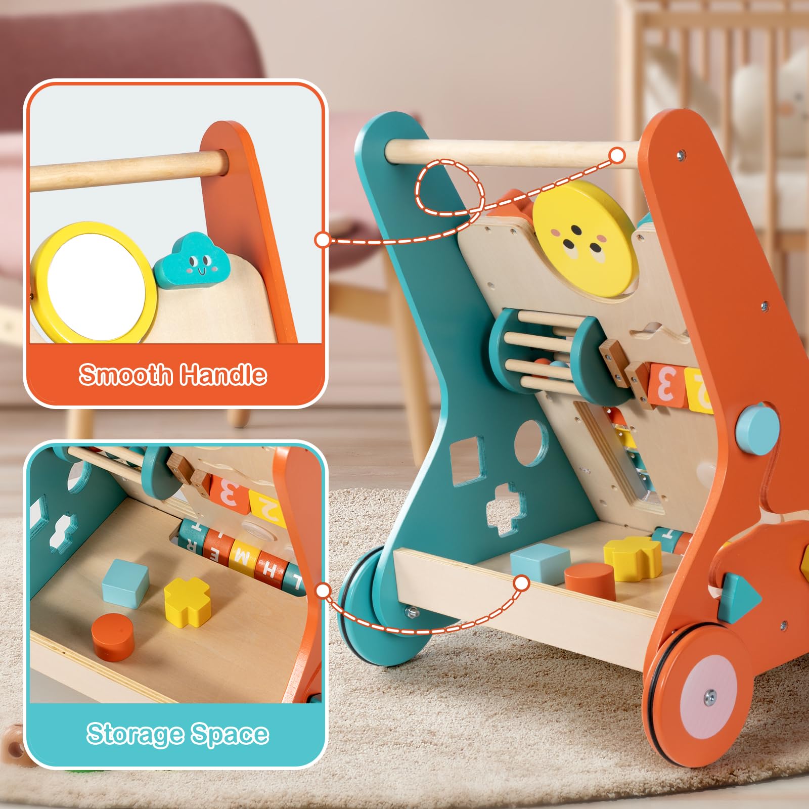 Bautia walker with silent rubber wheels on floors