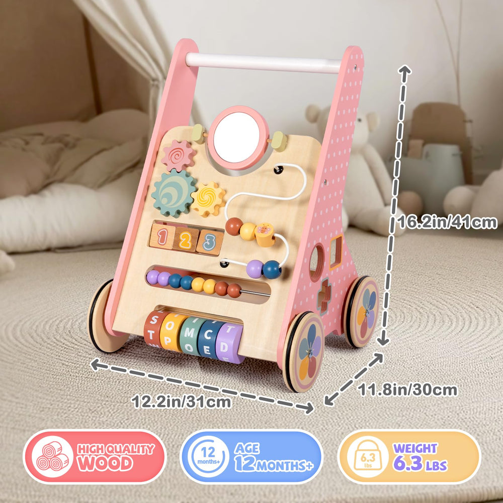 BAUTIA wooden walker sensory graphics spark curiosity and imaginative play