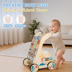 BAUTIA wooden walker with spinning gears promotes fine motor engagement during play