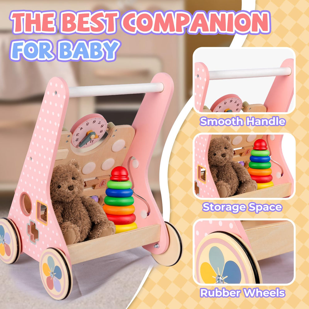 BAUTIA wooden walker storage basket carries favorite toys during walks