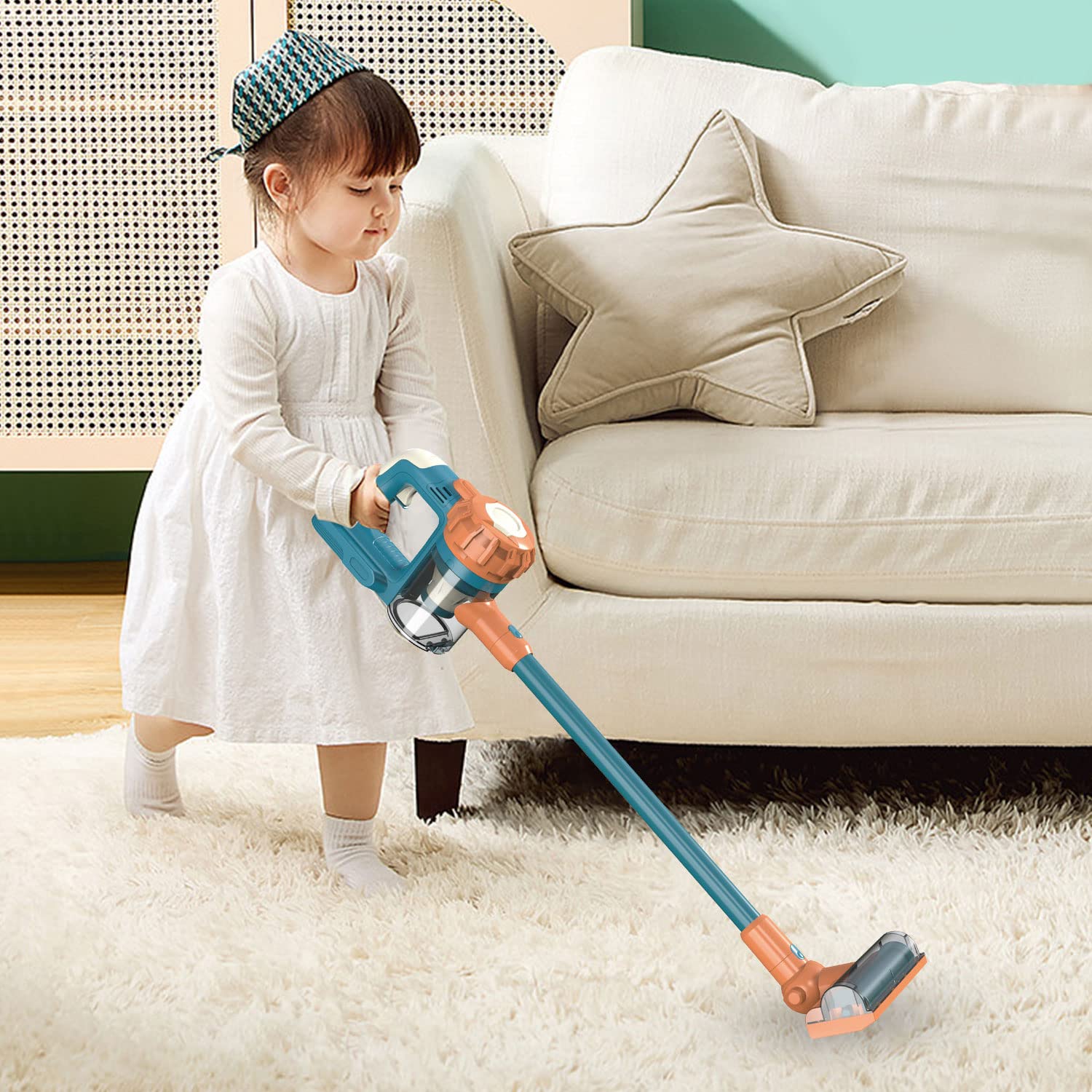 Baymi 630Blue 3-in-1 kids vacuum accessories highlight easy setup