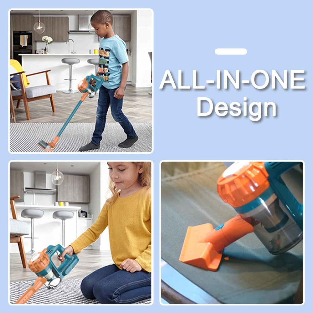 Baymi 630Blue 3-in-1 kids vacuum nozzles enable versatile pretend cleaning scenarios