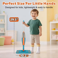 BAYMI Kids Spray Mop includes bonus scraper for scrubbing pretend spills